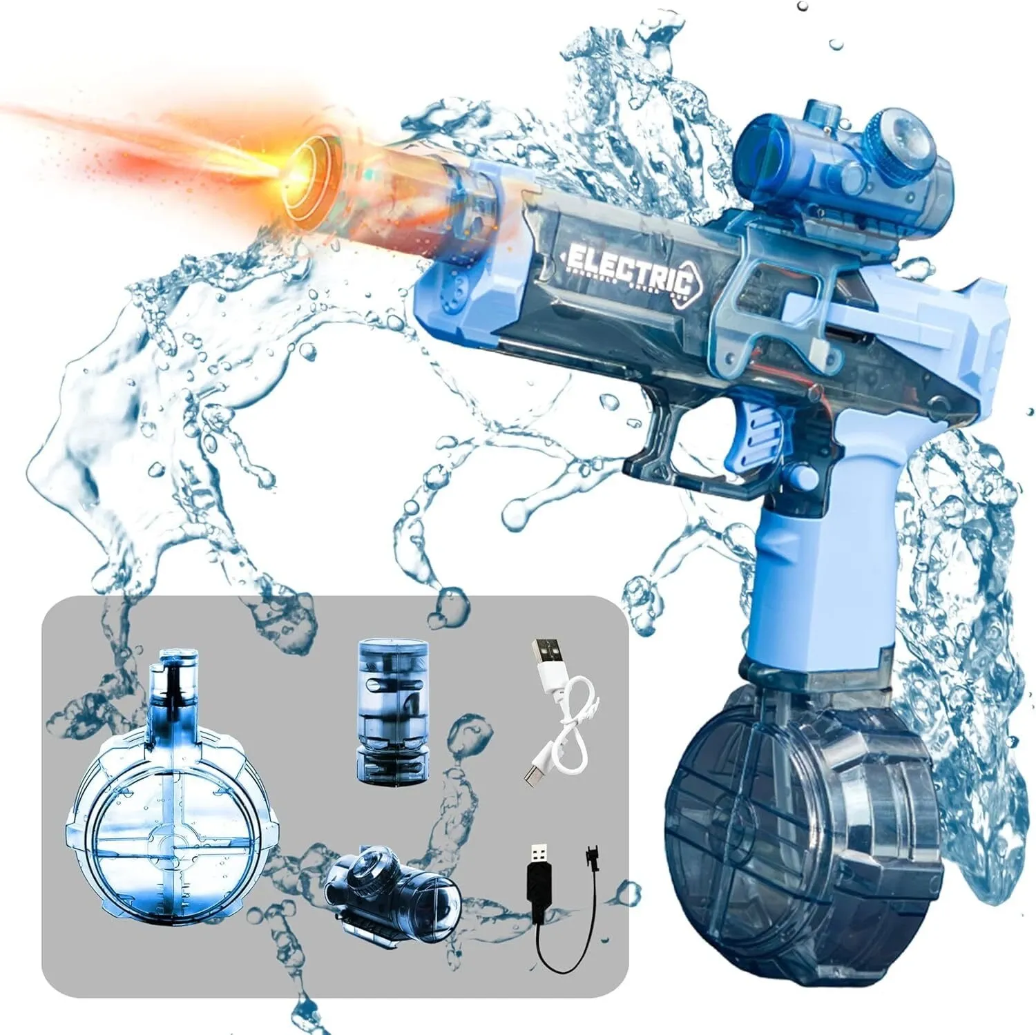 🔥Ultimate Battle Blaster Electric Water Guns with Realistic Gun Muzzle Flame🔥
