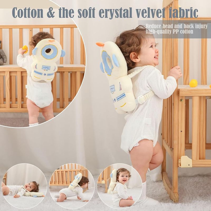 🔥Baby Head Protector Backpack -Soft & Lightweight Pads - Prevents Bebes Backward Fall Astronauts Plush Stuffed