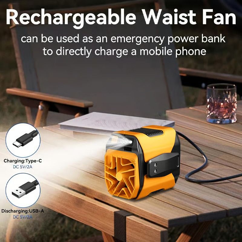 ⌛Last Day 49% OFF🔥Portable Fan, USB Rechargeable Waist Fan with Clip
