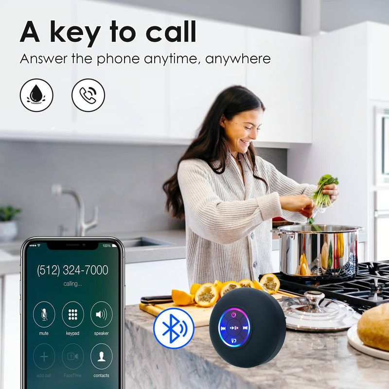 ⏳Limited Sale 50% OFF🔥Bathroom Waterproof Wireless Bluetooth Speakers with LED Light🎄🎵