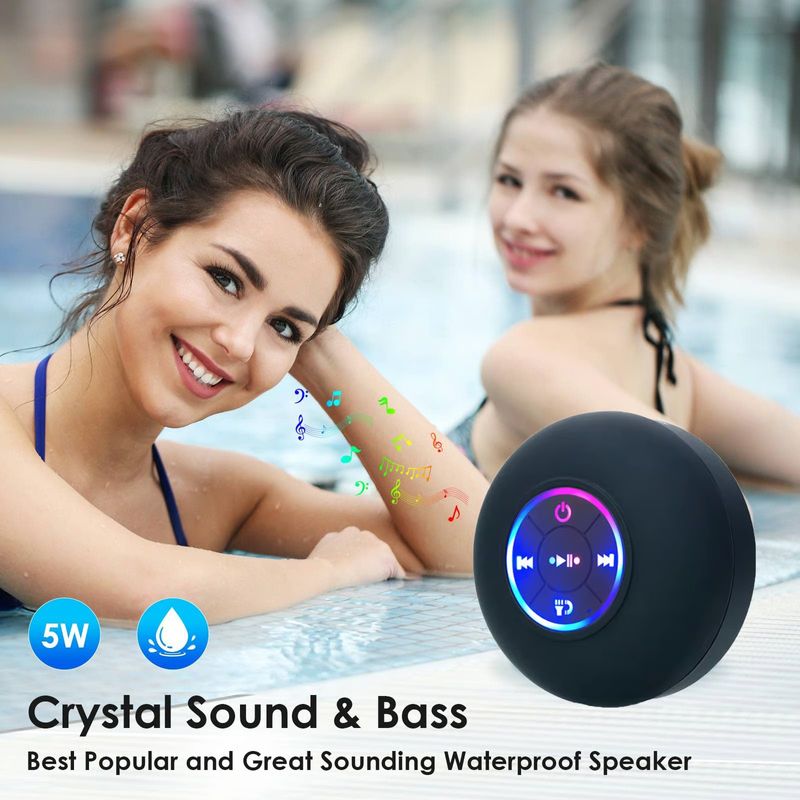 ⏳Limited Sale 50% OFF🔥Bathroom Waterproof Wireless Bluetooth Speakers with LED Light🎄🎵