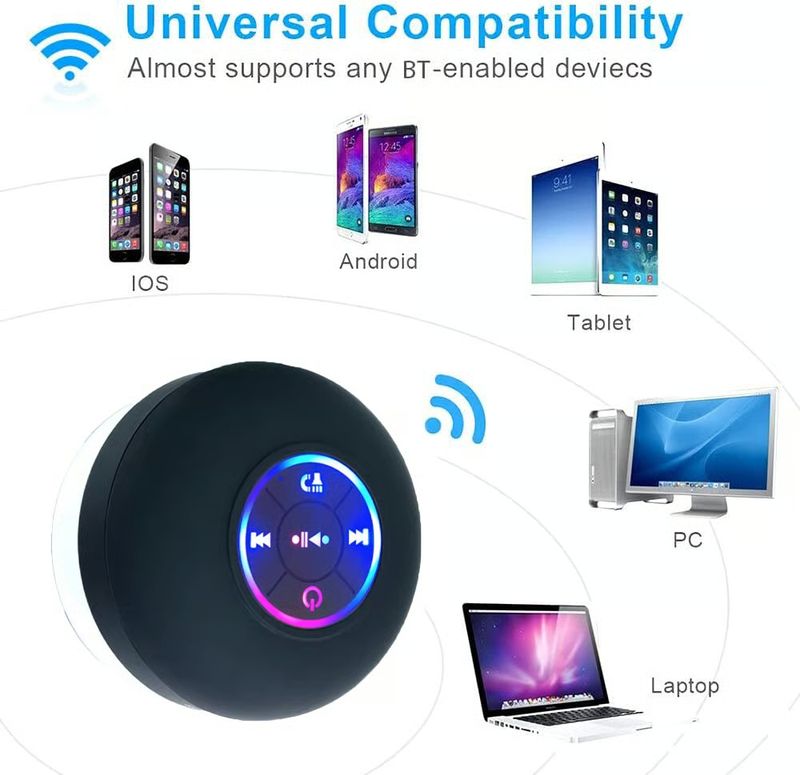 ⏳Limited Sale 50% OFF🔥Bathroom Waterproof Wireless Bluetooth Speakers with LED Light🎄🎵