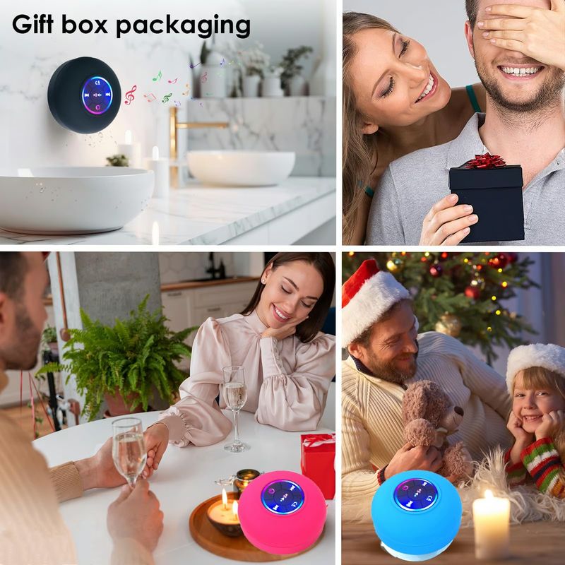 ⏳Limited Sale 50% OFF🔥Bathroom Waterproof Wireless Bluetooth Speakers with LED Light🎄🎵