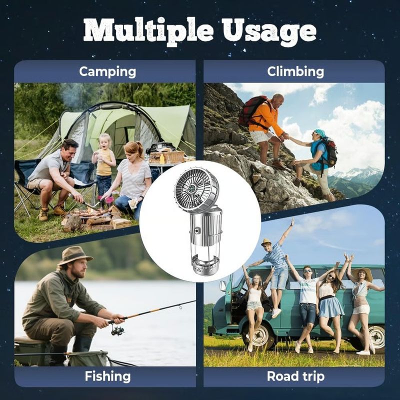 ⏳Limited Sale 50% OFF🔥5-In-1 Portable LED Camping Lantern With Fan💡💨