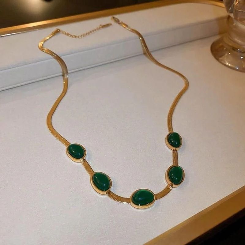 ⏳Limited Sale 50% OFF🔥Oval Green Crystal Pendant Necklace Set With Bracelet💎