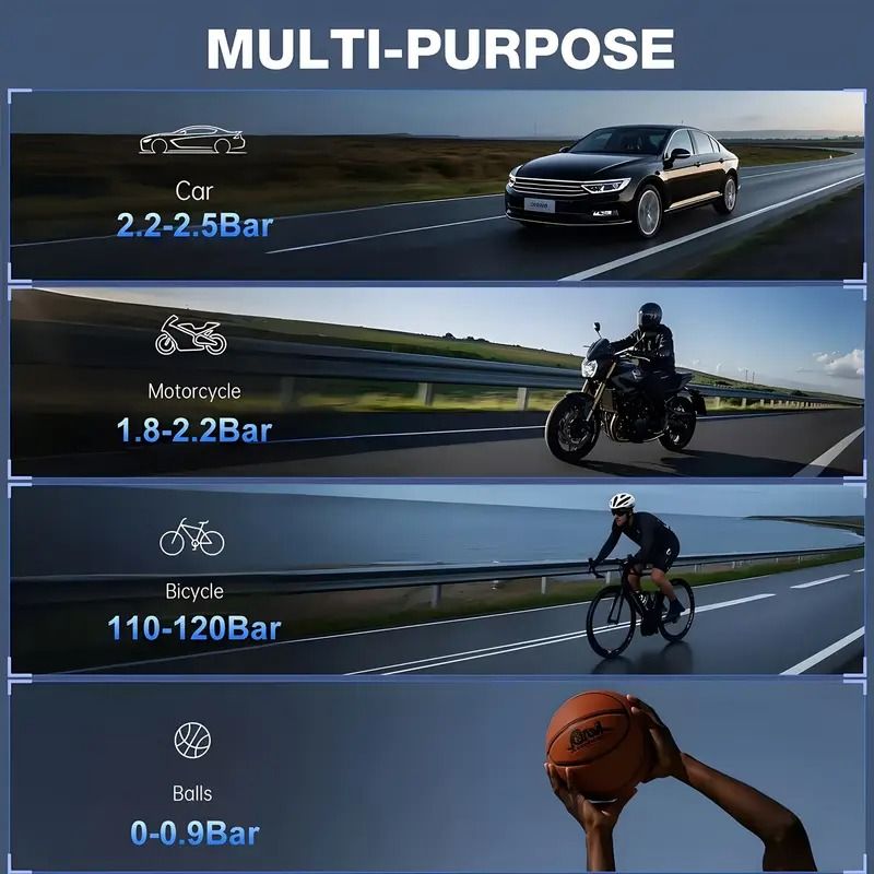 ✨Inflação rápida em 1 minuto✨Mini insuflador de pneus portátil adequado para automóveis e motos 🚗🏍️