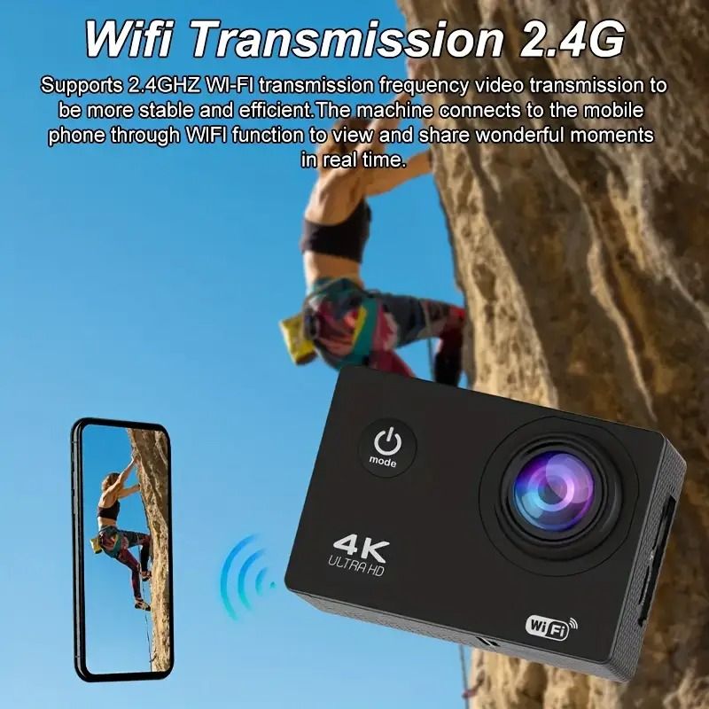 📸Câmera de Ação 4K Ultra HD com WiFi,  Perfeita para Mergulho, Ciclismo, Caminhada e Surf🚴🏊🏄