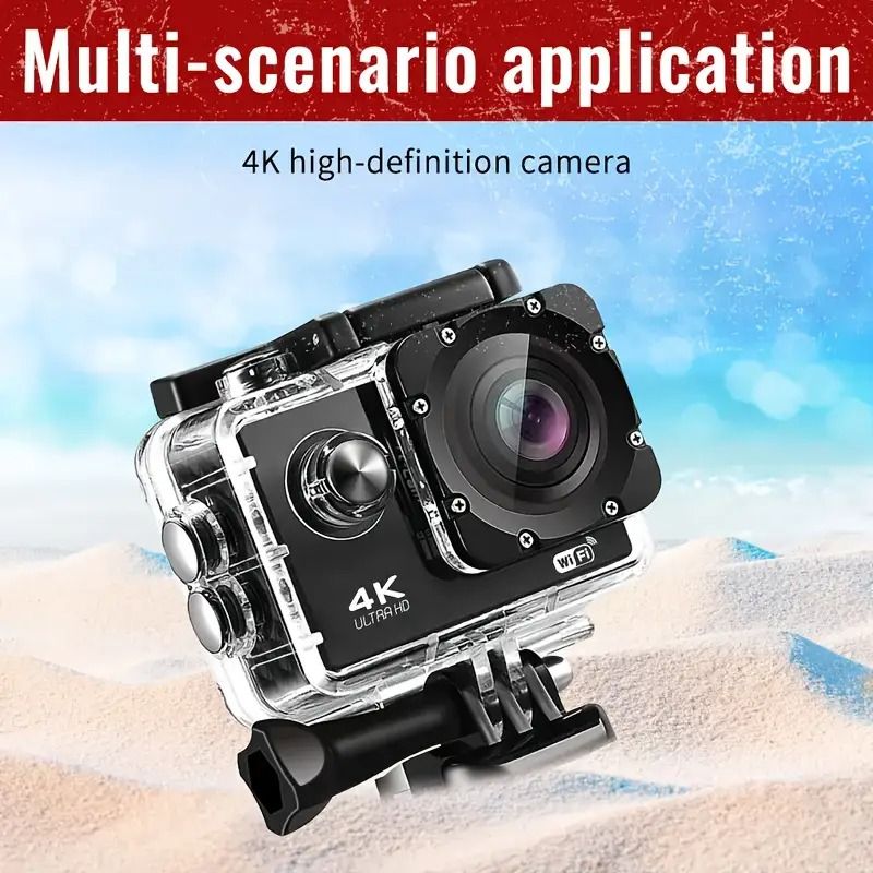 📸Câmera de Ação 4K Ultra HD com WiFi,  Perfeita para Mergulho, Ciclismo, Caminhada e Surf🚴🏊🏄