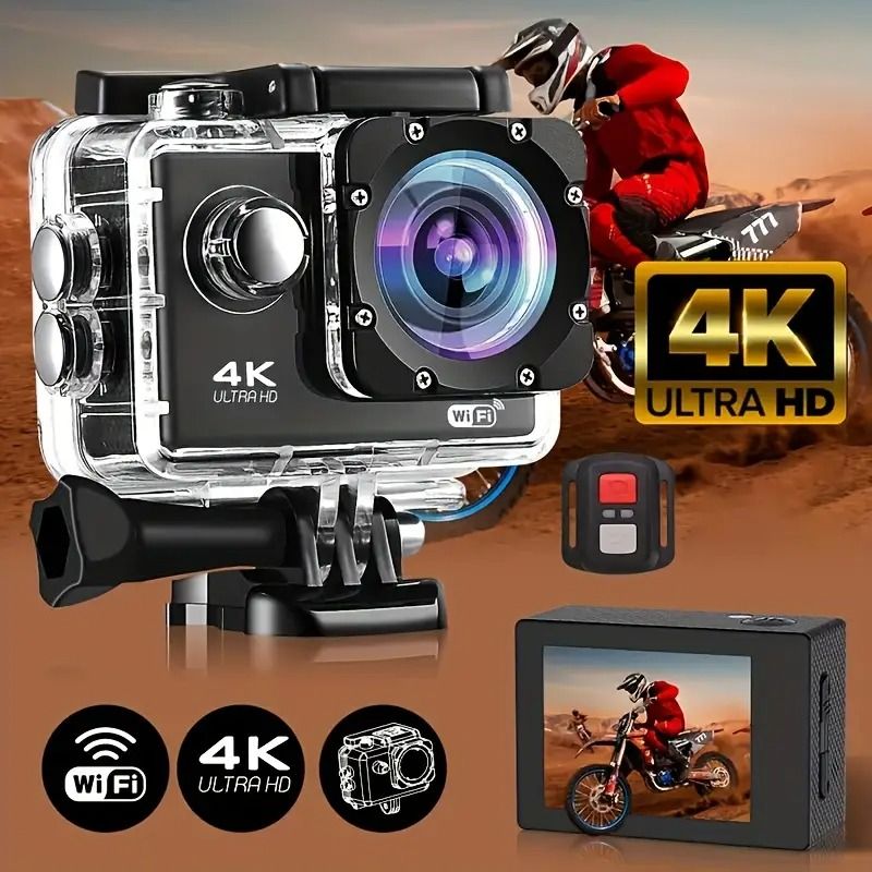 📸Câmera de Ação 4K Ultra HD com WiFi,  Perfeita para Mergulho, Ciclismo, Caminhada e Surf🚴🏊🏄