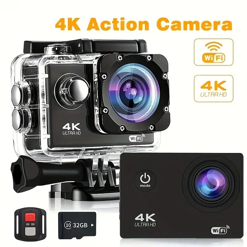 📸Câmera de Ação 4K Ultra HD com WiFi,  Perfeita para Mergulho, Ciclismo, Caminhada e Surf🚴🏊🏄