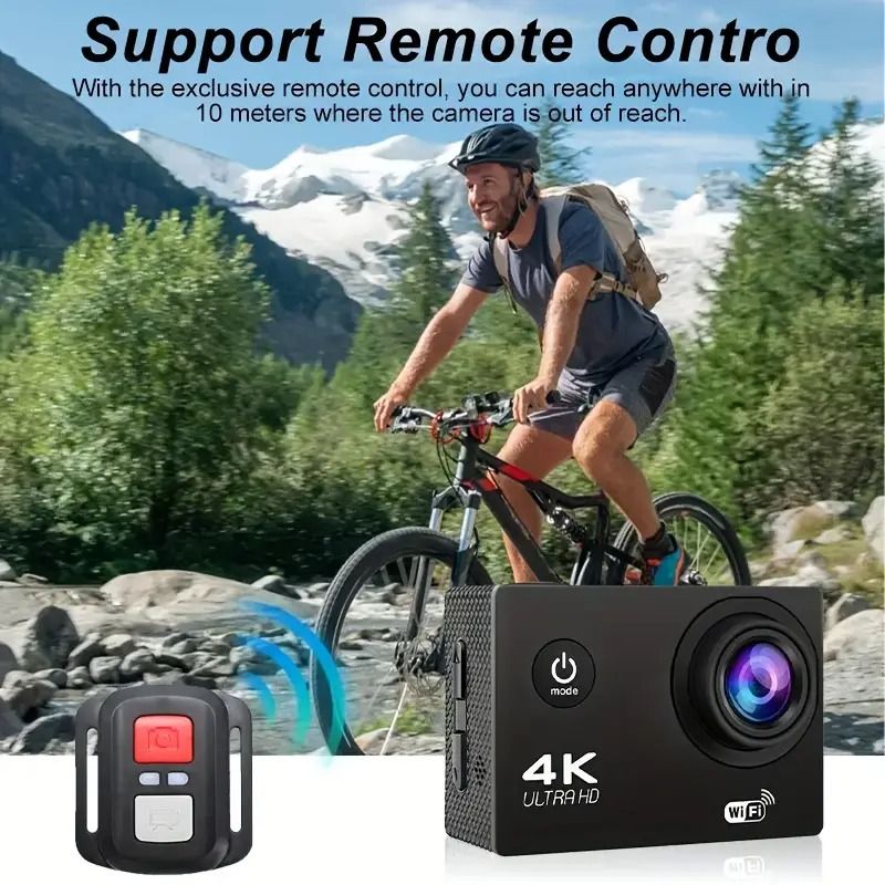 📸Câmera de Ação 4K Ultra HD com WiFi,  Perfeita para Mergulho, Ciclismo, Caminhada e Surf🚴🏊🏄