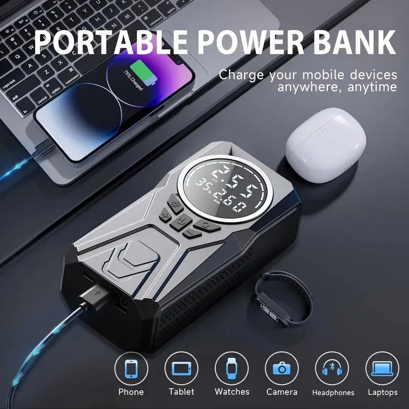 ✨Inflação rápida em 1 minuto✨Mini insuflador de pneus portátil adequado para automóveis e motos 🚗🏍️