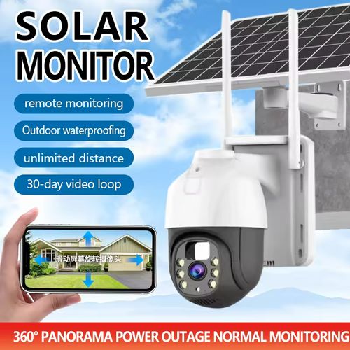Câmera de segurança sem fio em full HD, à prova de água, com visão noturna solar para uso ao ar livre