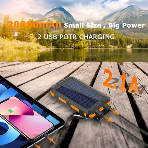 Carregador rápido de telefone com fonte de energia móvel solar à prova de água portátil