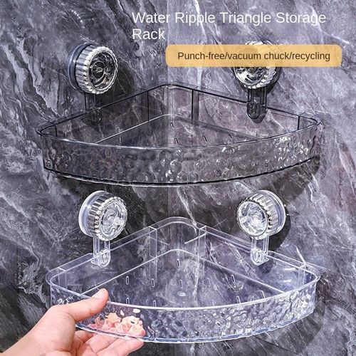 Modern Plastic New Suction Cup Triangle Storage Rack Punch-Free Wall-Mounted Bathroom Toilet Washstand Corner Storage Rack