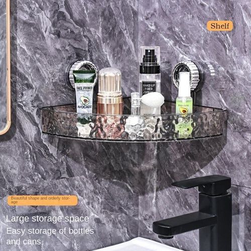 Modern Plastic New Suction Cup Triangle Storage Rack Punch-Free Wall-Mounted Bathroom Toilet Washstand Corner Storage Rack