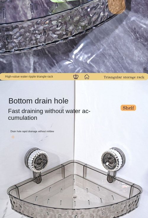 Modern Plastic New Suction Cup Triangle Storage Rack Punch-Free Wall-Mounted Bathroom Toilet Washstand Corner Storage Rack