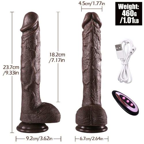Black Thrusting Dildo Vibrator - Heated Realistic BBC Silicone Dildo