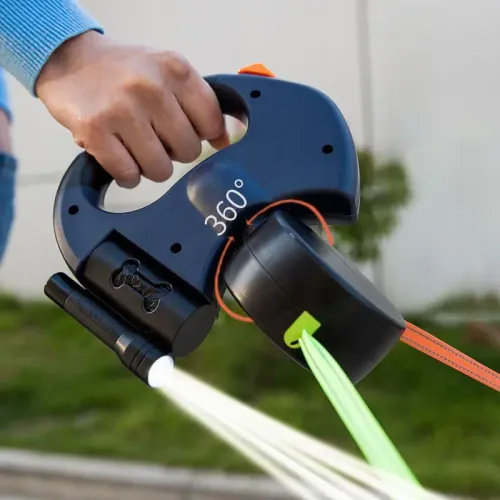 Two-end one-tow two-retractable pet leash
