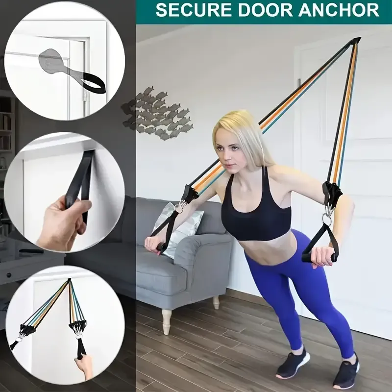 Premium Exercise Bands for Home Gym, Fitness, Yoga & Pilates with Legs Ankle
