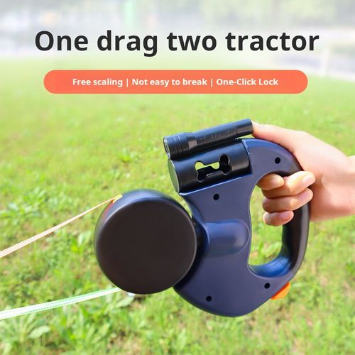 Two-end one-tow two-retractable pet leash
