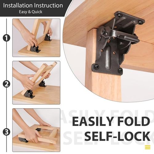 （4PCS）Heavy-Duty Folding Table Leg Brackets with Self-Locking Hinges