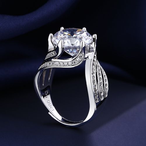 GRA Certified 3CT Round Moissan Diamond Ring