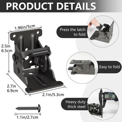 （4PCS）Heavy-Duty Folding Table Leg Brackets with Self-Locking Hinges