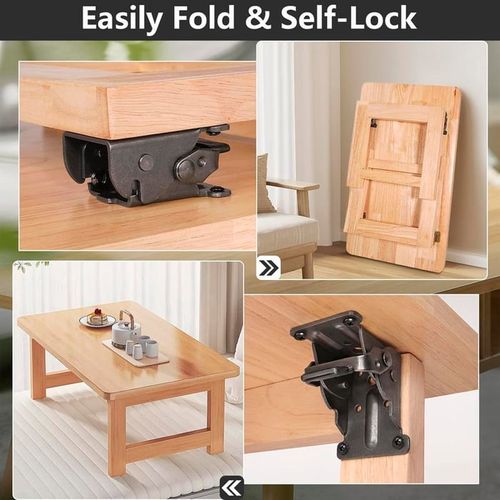 （4PCS）Heavy-Duty Folding Table Leg Brackets with Self-Locking Hinges