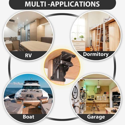 （4PCS）Heavy-Duty Folding Table Leg Brackets with Self-Locking Hinges