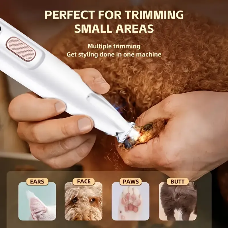 Low Noise Electric Pet Hair Clipper Waterproof LED Display Stainless Steel Trimmer for Dogs Cats around Eyes Paws Face