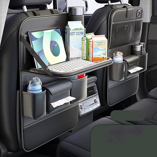Car seat back storage bag, leather rear storage storage, portable back hanging bag