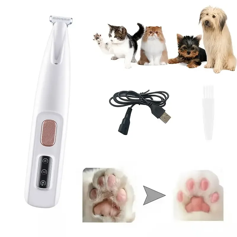 Low Noise Electric Pet Hair Clipper Waterproof LED Display Stainless Steel Trimmer for Dogs Cats around Eyes Paws Face