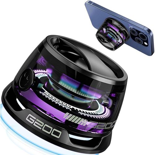 Small Bluetooth Speaker with Multi RGB Colored Lights and Metal Surface Phone Holder, Perfect Mini Speaker