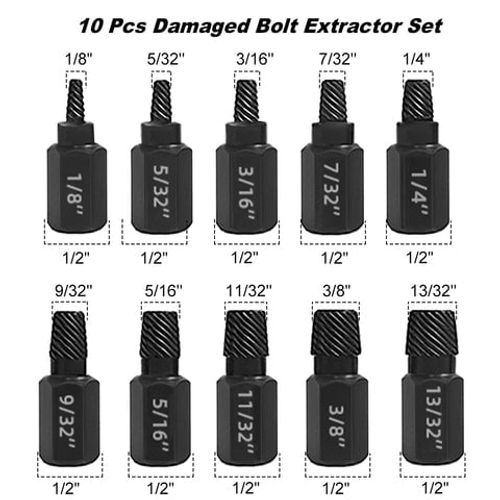 （Set of 10）Broken Head Bolt Screw Cap Extractor Broken Head Screw Hexagon Socket Bolt Removal Tool