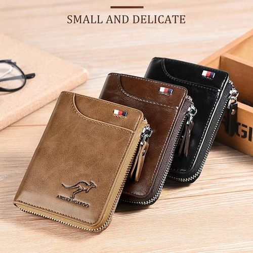 Men Wallet Zipper Genuine Leather Purse