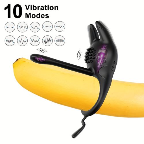 Ultimate Vibrating Penis Ring - 10 Intense Vibration Modes, 2-in-1 Silicone Cock Ring for Enhanced Male Pleasure, Couples' Adult Toy for Intimacy and Exploration