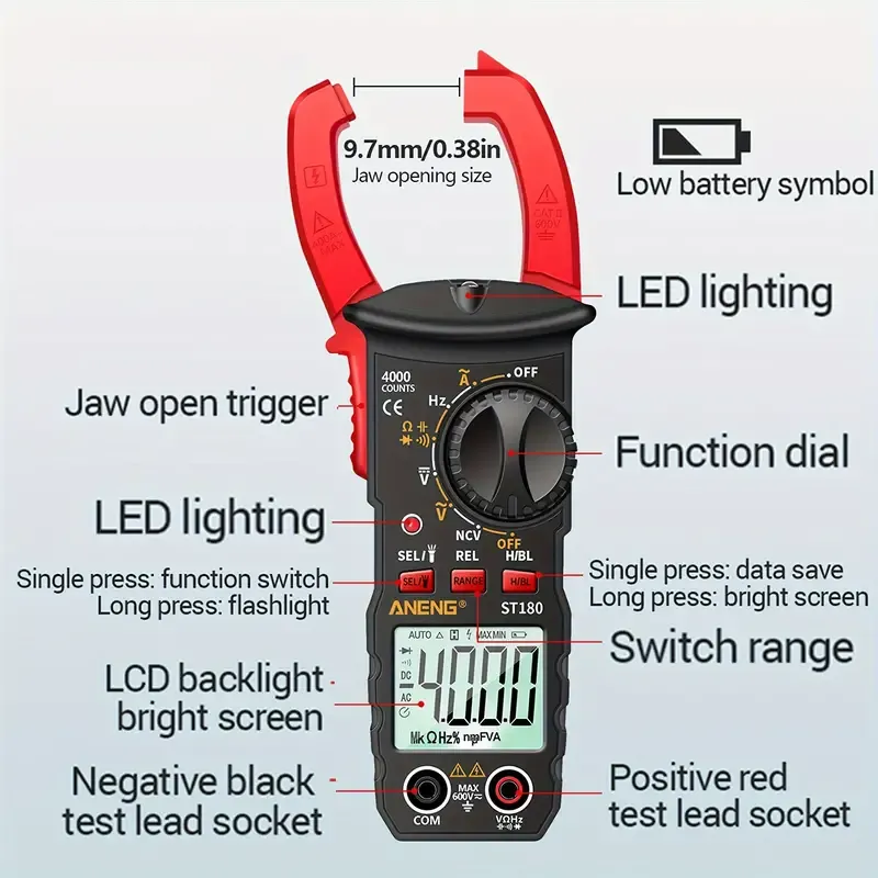 Advanced 4000 Counts ST180 Digital Clamp Meter Multimete