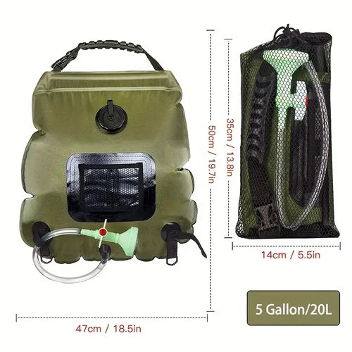 5 Gallon Portable Solar Shower Bag-Perfect for Outdoor Enthusiasts, Campers, Hikers, Beachgoers, and Swimmers
