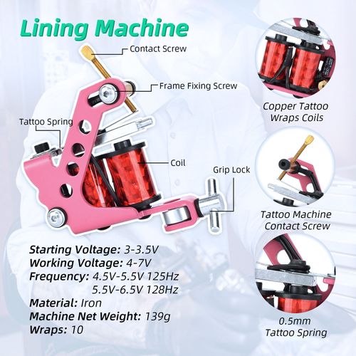 Liner Shader Machine Tattoo Power Supply Inks Pigment Set