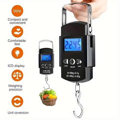 Electronic Portable Hand Scale, Mini Luggage Scale With Ruler, Fishing Bag Scale