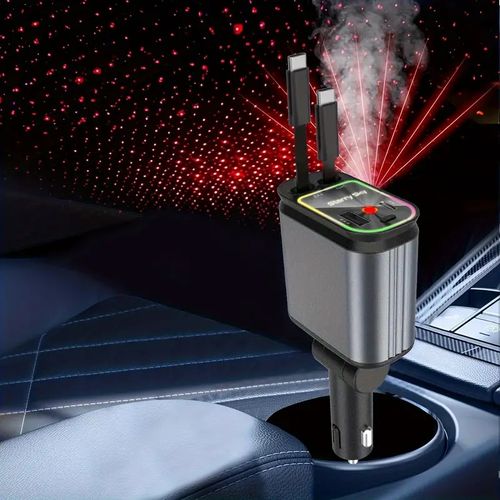 Retractable Car Charge With Star Projector Night Light