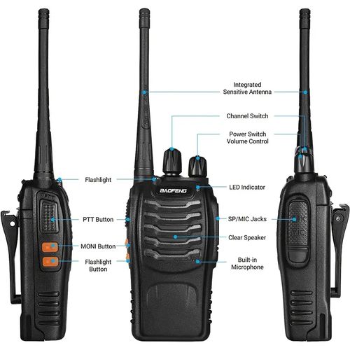 2PCS BAOFENG BF-888S UHF 400-480MHz Amateur Radio Handheld Two Way Radio UHF Portable Walkie Talkies For Adults, Hiking Biking Camping