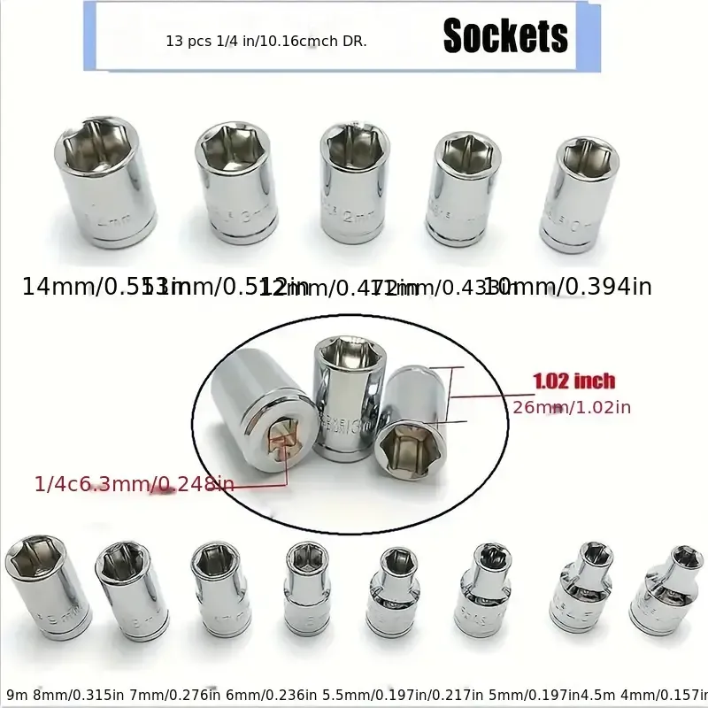 46 pcs Drive Ratchet Wrench Set with Drill Bits