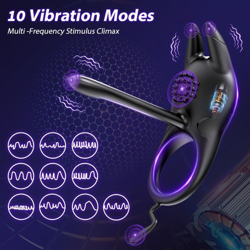 Ultimate Vibrating Penis Ring - 10 Intense Vibration Modes, 2-in-1 Silicone Cock Ring for Enhanced Male Pleasure, Couples' Adult Toy for Intimacy and Exploration