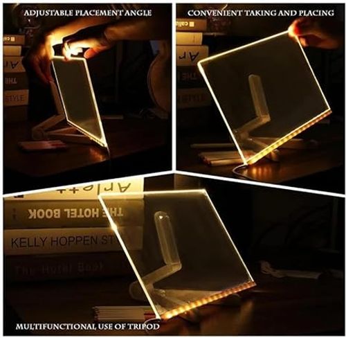 1pc USB LED Lighted Message Board - 7-Color Pen Set, Radiant Acrylic Glow Design, Dry Erase Drawing Board with Adjustable Stand for Ads, Education, Office Creativity and Memos