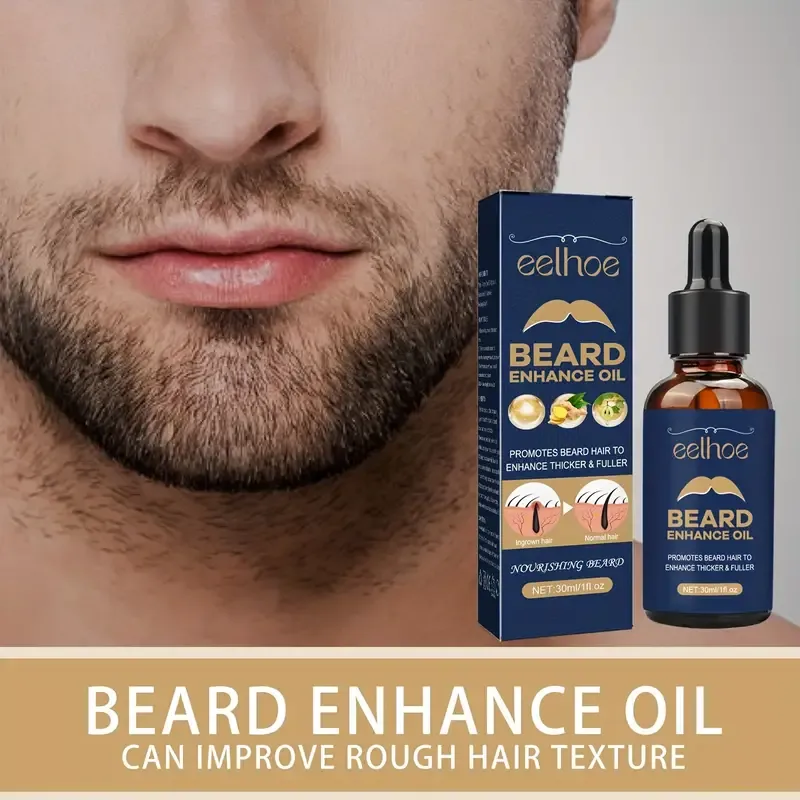 Thicker Essence Mustache Fast Grow Eyebrow Essence, Men's Beard Oil Beard Care Moisturizing Dense Smooth Beard Oil Father's Day Gift 复制