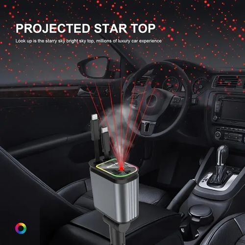 Retractable Car Charge With Star Projector Night Light