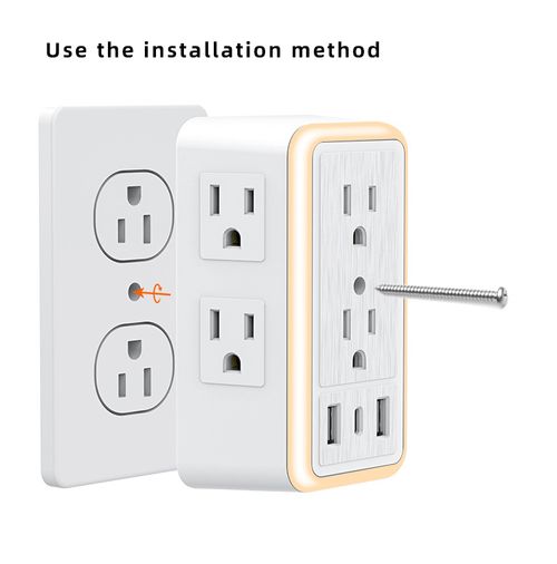 rotector Outlet Extender with USB C Multi Plug Outlet and Smart Night Light