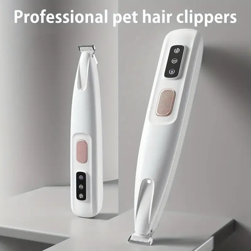Low Noise Electric Pet Hair Clipper Waterproof LED Display Stainless Steel Trimmer for Dogs Cats around Eyes Paws Face